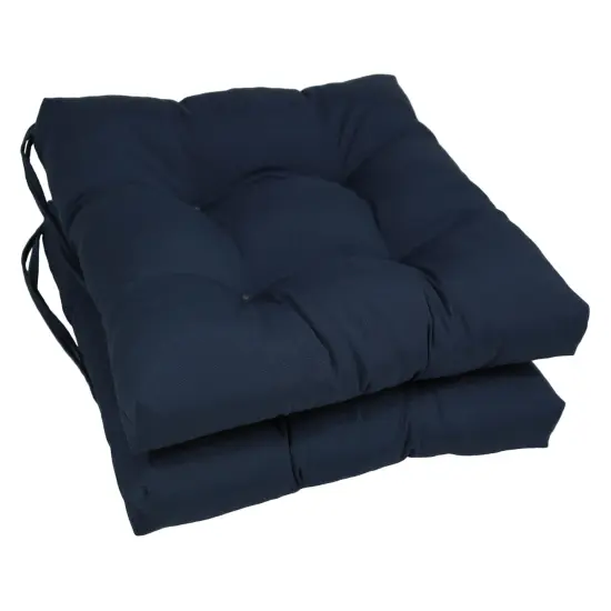 16-inch Solid Twill Square Tufted Chair Cushions (Set of 2) - Navy {1}