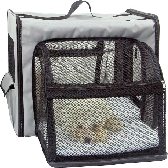 Pet Life Capacious Dual-Expandable Wire Folding Lightweight Collapsible Travel Dog Crate Khaki-XS {2}