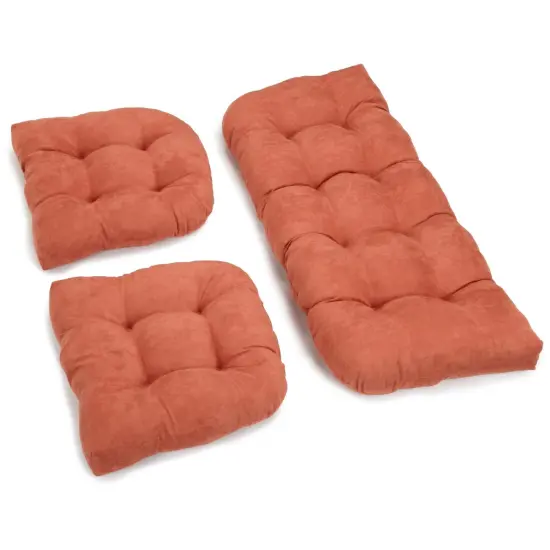 U-Shaped Microsuede Tufted Settee Cushion Set (Set of 3) - Spice {1}