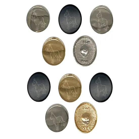 Great Dane Standing Dog 0.6" (15mm) Round Metal Shank Buttons for Sewing - Set of 10 Silver Color {1}