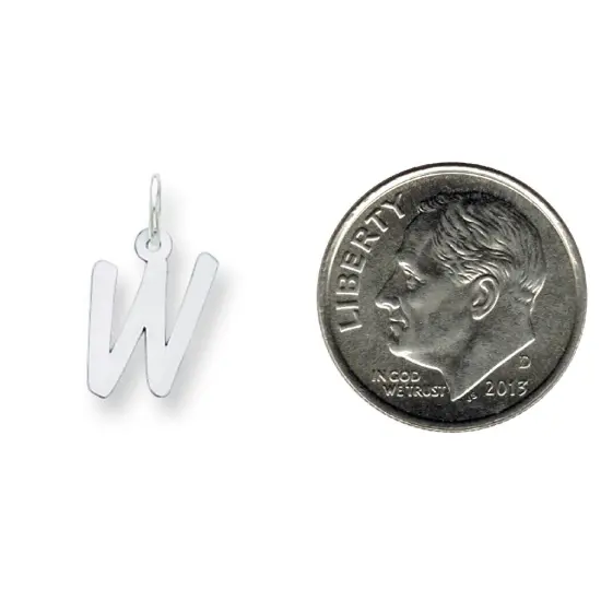 Sterling Silver Small Initial Letter W Charm Pendant Jewerly 19mm x 8mm {2}