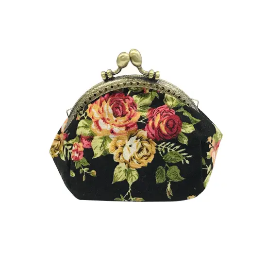 Wrapables Canvas and Embroidered Floral Coin Purse Clutch Wallet (Set of 2) Violet and Blue {11}