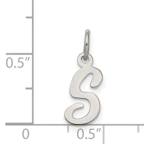 Sterling Silver Small Script Initial Letter S Charm Jewerly 16mm x 8mm {3}