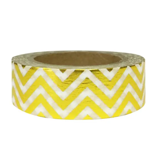 Wrapables Colorful Washi Masking Tape, Metallic Gold Chevron {1}
