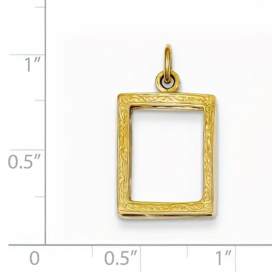 14K Yellow Gold Picture Frame Pendant Charm FindingKing Jewerly 22mm x 14mm {2}