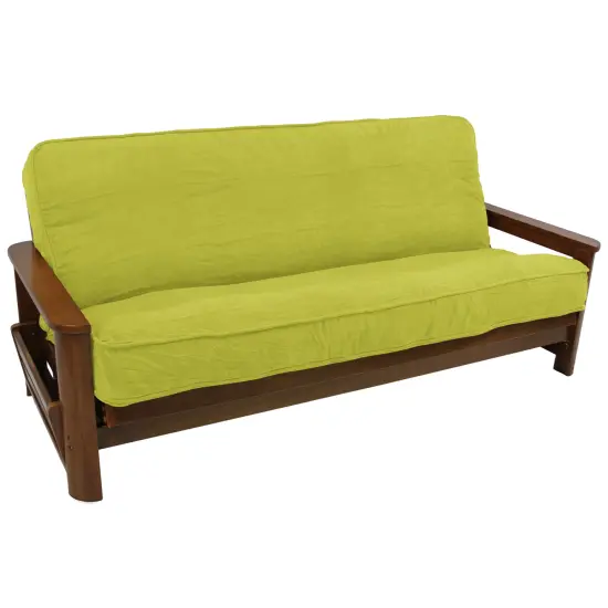 Solid Microsuede Double Corded 8 to 9-inch Full Futon Cover - Mojito Lime {1}