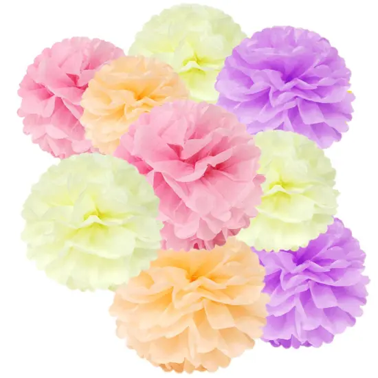 Wrapables Set of 12 Tissue Pom Pom Party Decorations for Weddings, Birthday Parties Baby Showers and Nursery Decor, Peach/Pink/Ivory/Lilac {1}