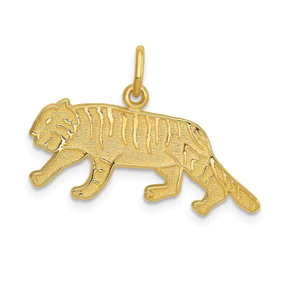 14K Yellow Gold Tiger Charm Jungle Cat Pendant Jewelry 19mm x 25mm {1}