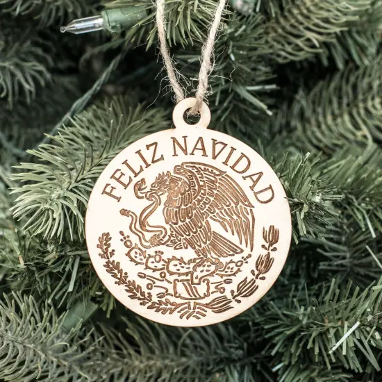 Ornament - Feliz Navidad - Raw Wood 3x3in {1}
