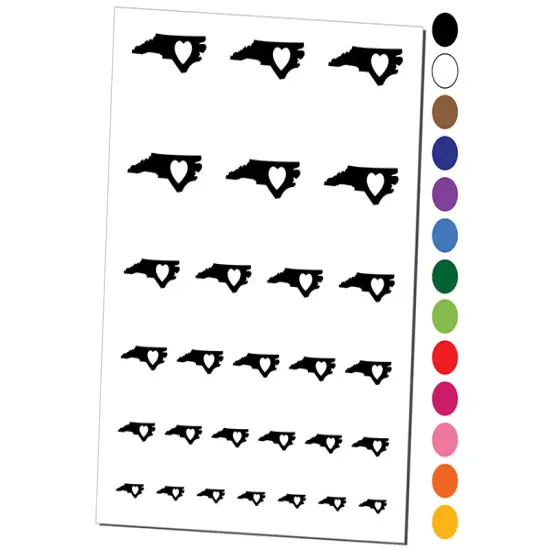 North Carolina State with Heart Temporary Tattoo Water Resistant Fake Body Art Set Collection Purple {1}