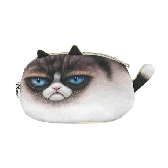 Wrapables Cat Face Cosmetic Pouch Pencil Case (Set of 2) Sad Grumpy {4}