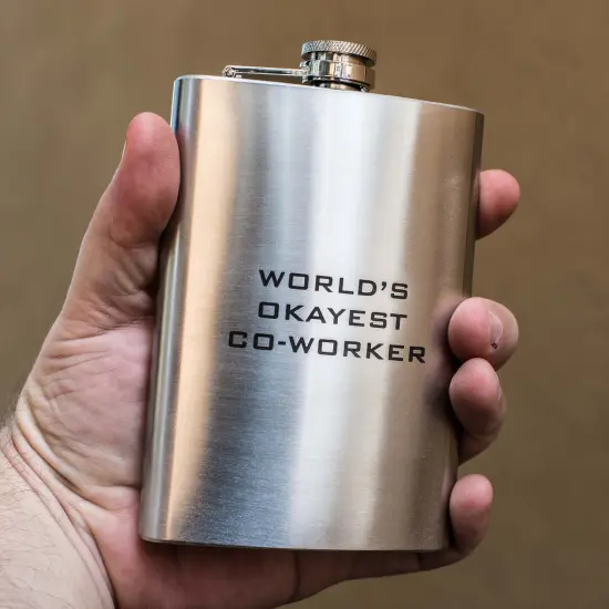 8oz World's Okayest Co-Worker Stainless Steel Flask {2}