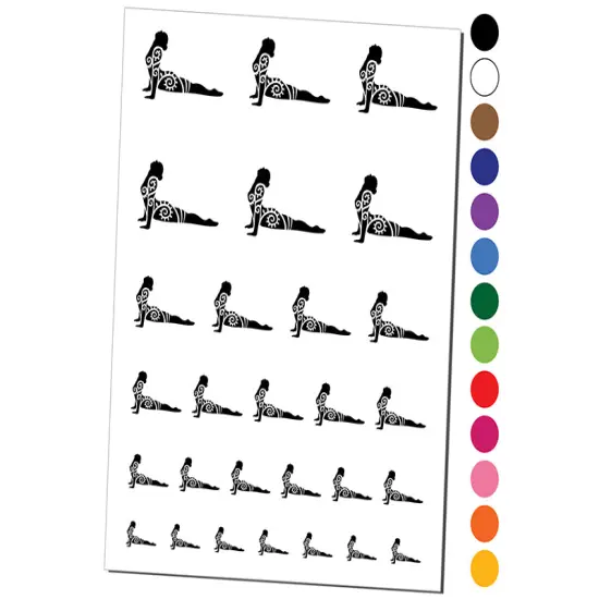 Yoga Pose Bhujanasana Cobra Pose Temporary Tattoo Water Resistant Fake Body Art Set Collection Red {1}