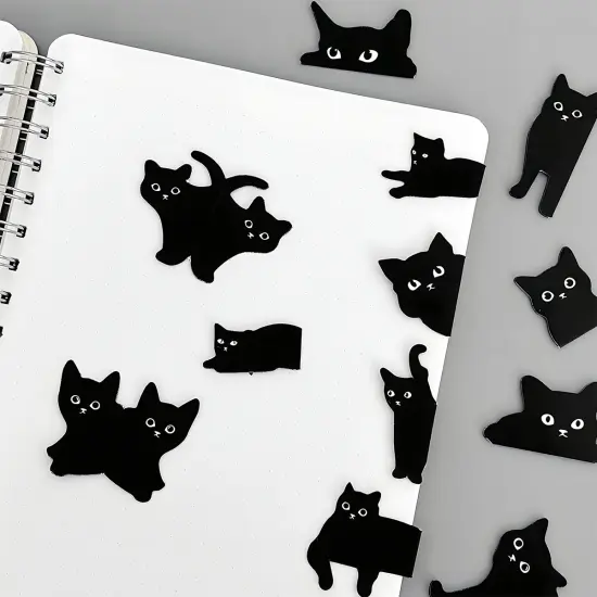 Wrapables Magnetic Black Cat Bookmarks, Page Marker, Foldable Cat Page Clips (Set of 24) {4}