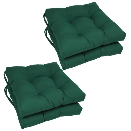 16-inch Solid Twill Square Tufted Chair Cushions (Set of 4) - Forest Green {1}