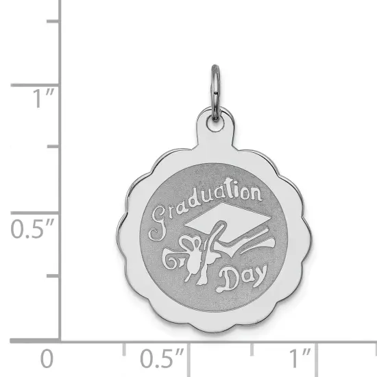 Sterling Silver Graduation Day Disc Charm Pendant Jewerly 27mm x 20mm {5}