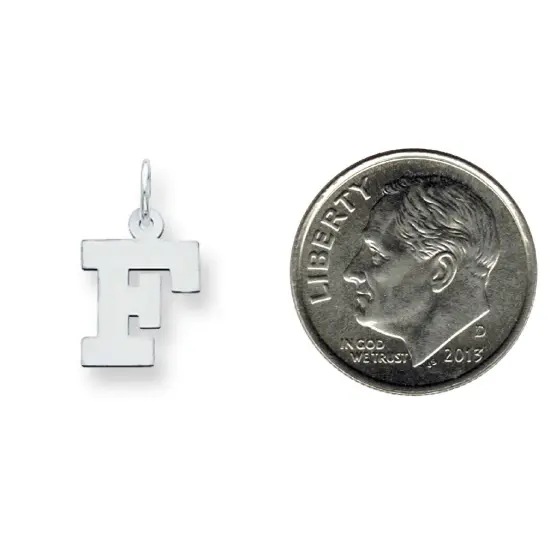 Sterling Silver Small Block Initial Letter F Charm Jewerly 16mm x 10mm {2}