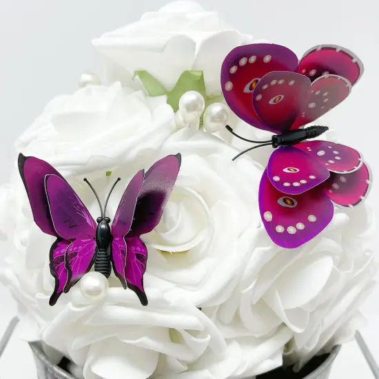 Wrapables 3D Double Wings Butterfly Decorative Wall Decor Stickers, Decals for Bedroom (24 pcs) Purple {5}