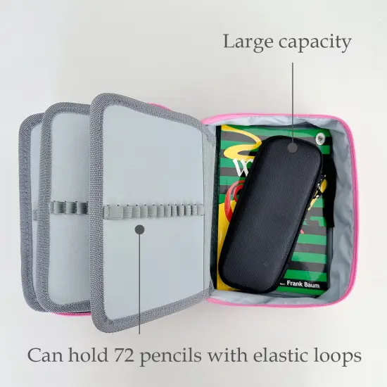 Wrapables Large Capacity 72 Slot Pencil Case for Colored Pencils, Stationery Pouch, Pink {6}
