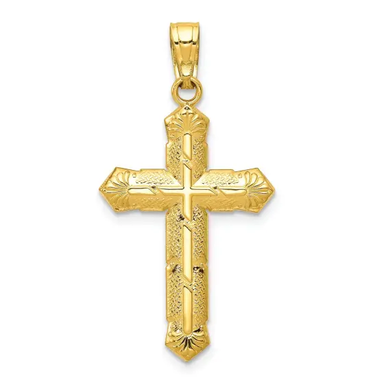 10K Gold Passion Cross Pendant Charm Jewelry 30 x 16mm {1}