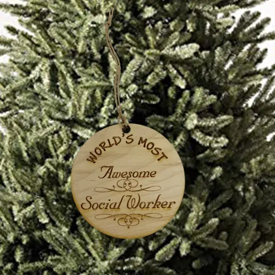 Worlds most Awesome Social Worker - Ornament {2}
