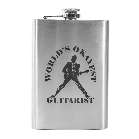 8oz World's Okayest Guitarist Stainless Steel Flask {1}