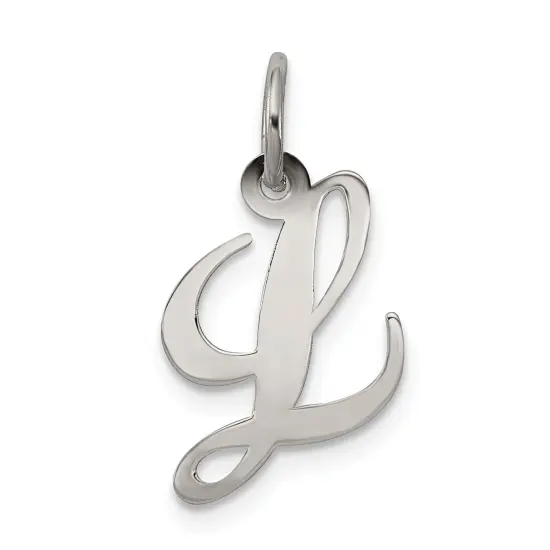 Sterling Silver Small Script Initial Letter L Charm Jewerly 16mm x 10mm {1}