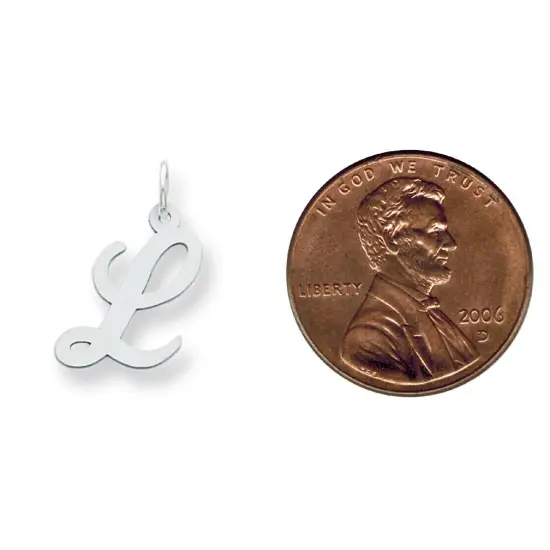 Sterling Silver Medium Script Initial Letter L Charm Jewerly 18mm x 13mm {2}