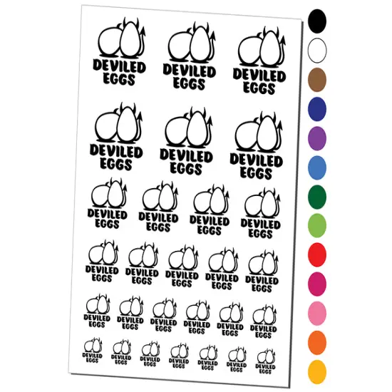 Deviled Eggs Funny Pun Temporary Tattoo Water Resistant Fake Body Art Set Collection White {1}