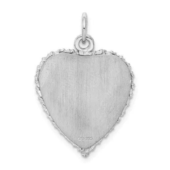 Sterling Silver Happy Anniversary Heart Charm Pendant Jewerly 28mm x 19mm {3}