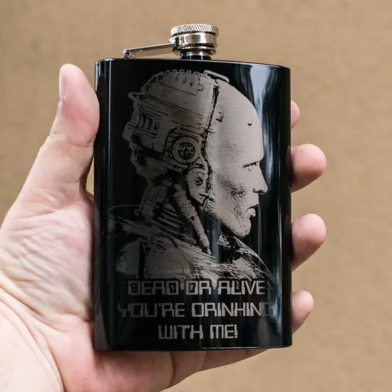 8oz BLACK Dead or Alive Flask {3}