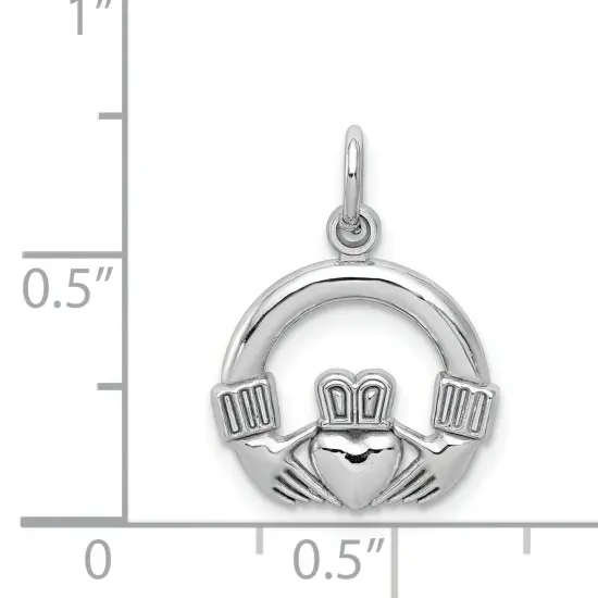10K White Gold Claddagh Charm Irish Love Jewelry New 20 X 13mm {4}
