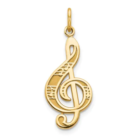 10K Gold Treble Clef Music Notes Charm Musical Pendant {1}