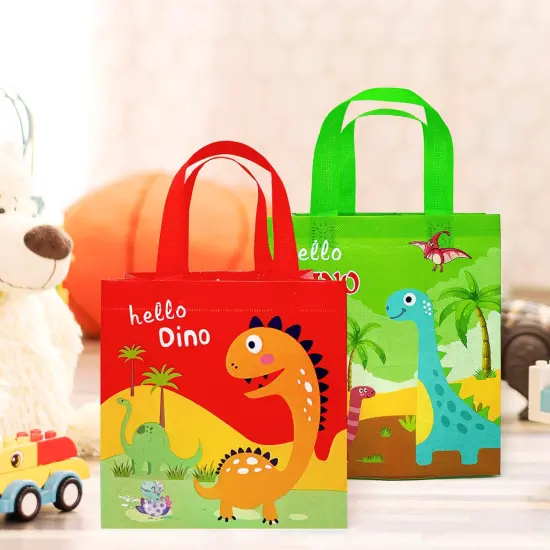 Wrapables Non-Woven Reusable Gift Bags with Handles for Parties, Birthdays, Favors and Treats (Set of 8) Dinosaurs {4}