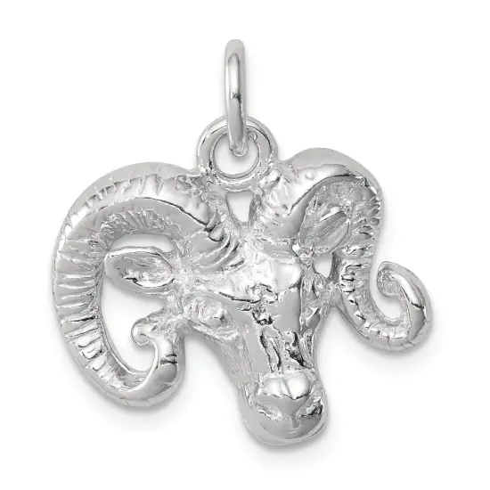 Sterling Silver Ram Charm Pendant Animal Jewelry 18mm x 19mm {1}