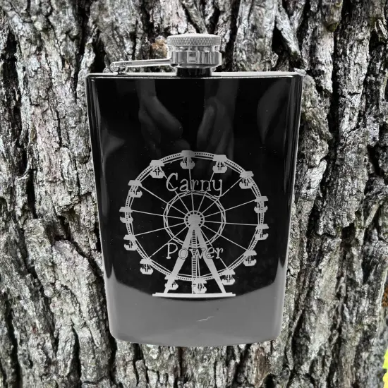 8oz Carny Power BLACK Flask {2}