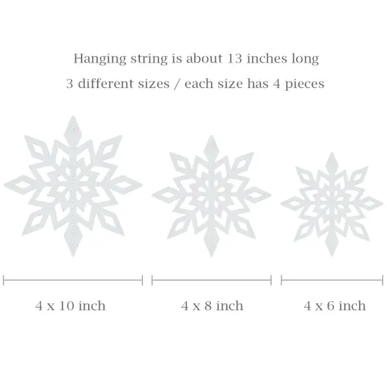 Wrapables 3D Hanging Snowflake Decorations for Christmas, Winter, New Year Parties (Set of 12) Silver {2}