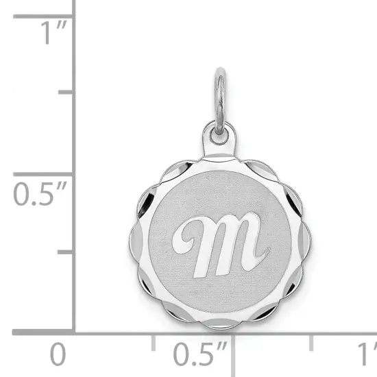 Sterling Silver Brocaded Lower Case Initial M Charm Jewerly 22mm x 16mm {5}
