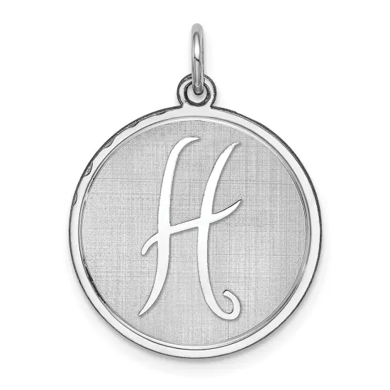 Sterling Silver Brocaded Initial Capital H Charm Jewerly 27mm x 20mm {1}