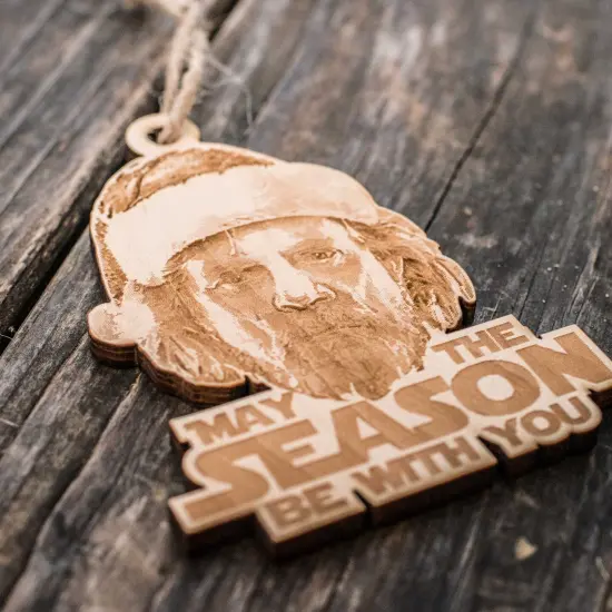 Ornament - May the Season be With You - Raw Wood 3x4in {2}
