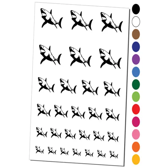 Great White Shark Temporary Tattoo Water Resistant Fake Body Art Set Collection Purple {1}