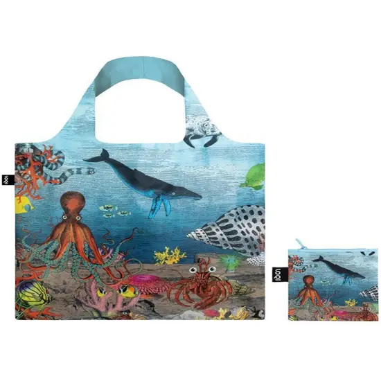 LOQI Artist Kristjana S Williams Interiors Reusable Shopping Bag, O/S, Barrier Reef {2}