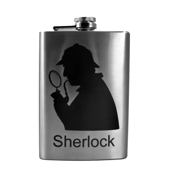 8oz Sherlock Stainless Steel Flask {1}