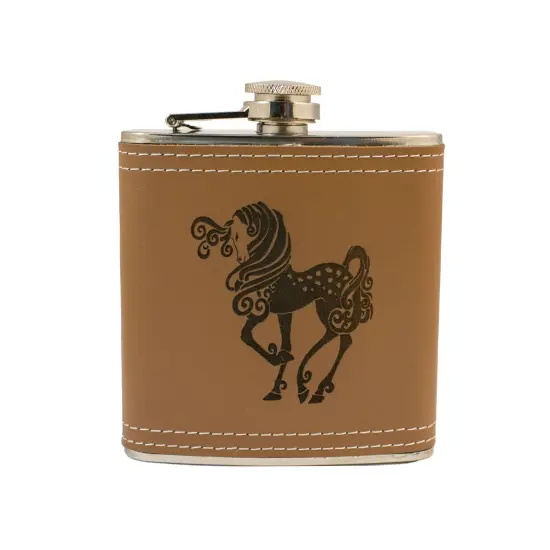 6oz Pretty Pony Leather Flask {1}