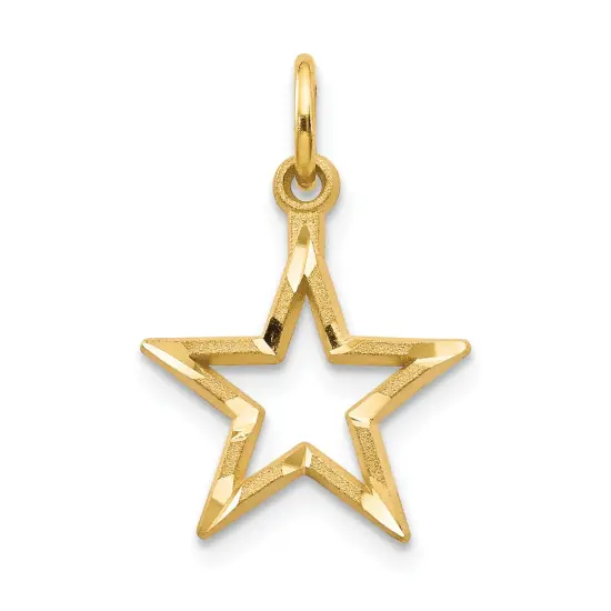 14K Yellow Gold Star Charm Pendant Jewelry FindingKing {1}