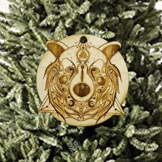 Ornament - Bear Valknut - Raw Wood {2}