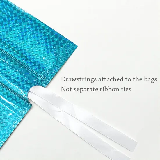 Wrapables Aluminum Foil Hologram Drawstring Gift Bags for Party Favors, Goodie Bag, Treats, Gift Wrap, Parties (Set of 10), Solid Color {6}