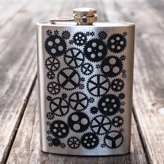 8oz Gears V2 Stainless Steel Flask {2}