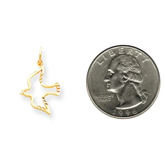 10K Gold Holy Spirit Dove Charm Religious Jewelry 25mm x 16mm {2}