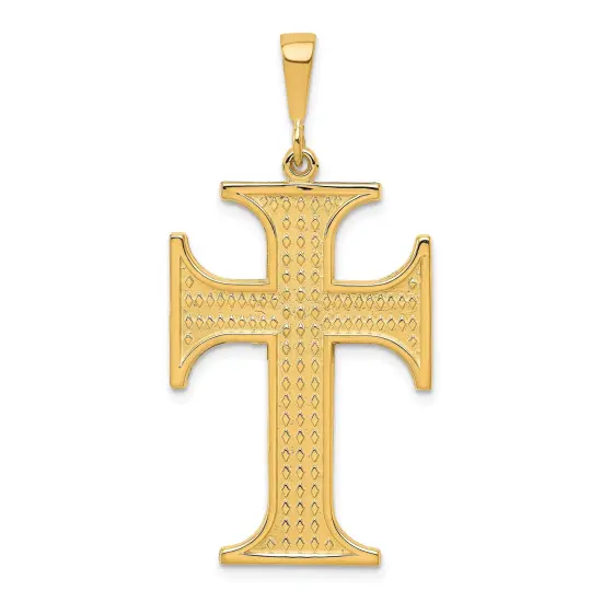 10K Gold Cross Charm Pendant Jewelry 44 x 23mm {1}